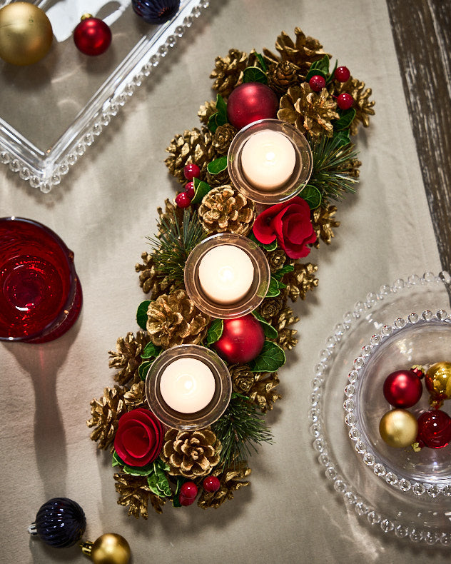 Berries & Baubles Triple Tealight Holder