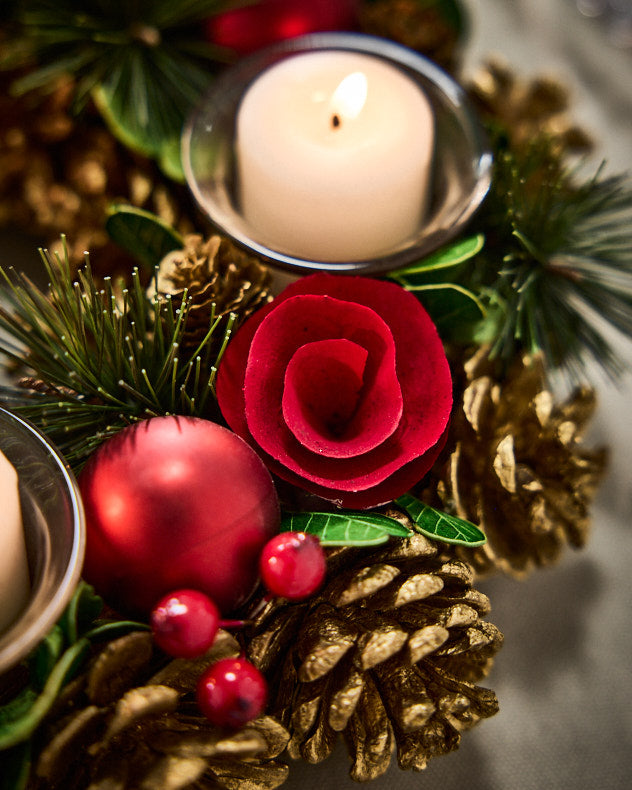 Berries & Baubles Round Tealight Holder