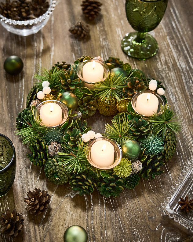 Candle Holders - Woodland Green Round Tealight Holder