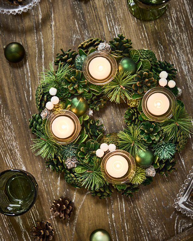 Candle Holders - Woodland Green Round Tealight Holder