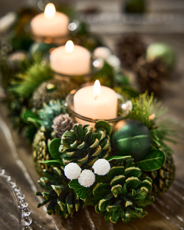 Candle Holders - Woodland Green Triple Tealight Holder