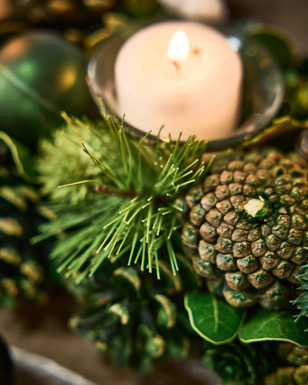Candle Holders - Woodland Green Triple Tealight Holder