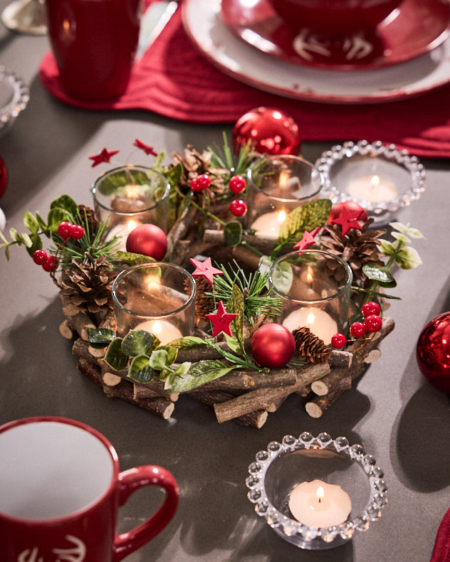 Red Bauble Tealight Centrepiece 23cm