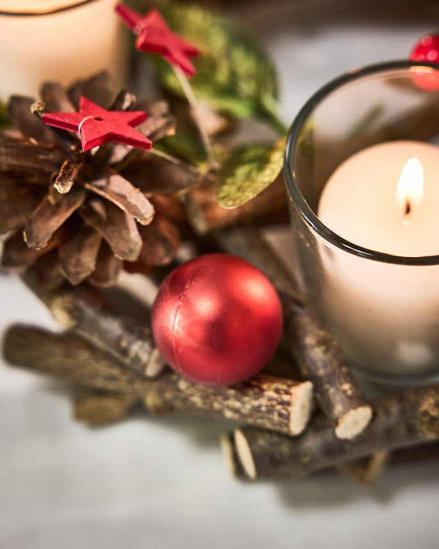 Red Bauble Tealight Centrepiece 23cm