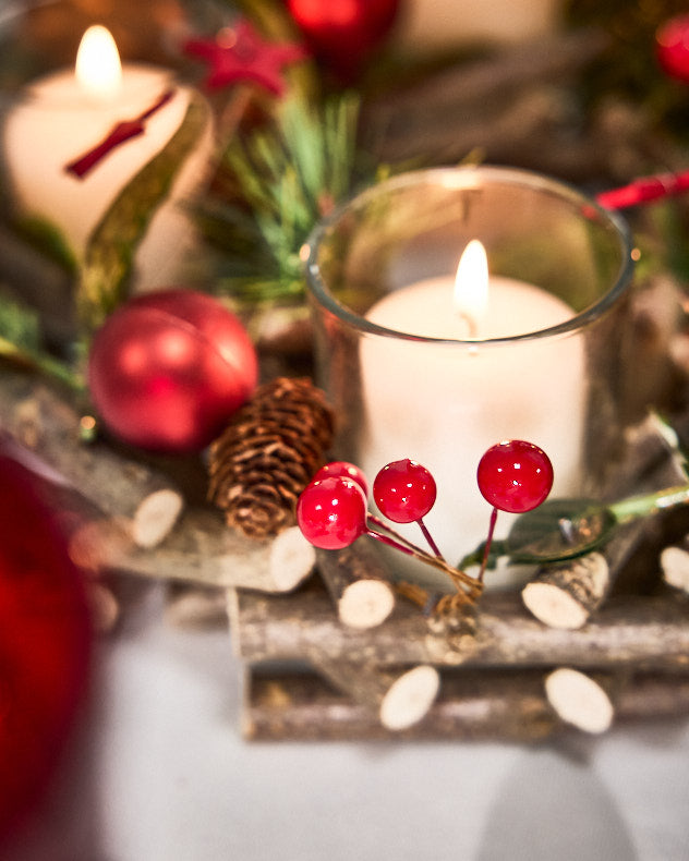 Red Bauble Tealight Centrepiece 23cm