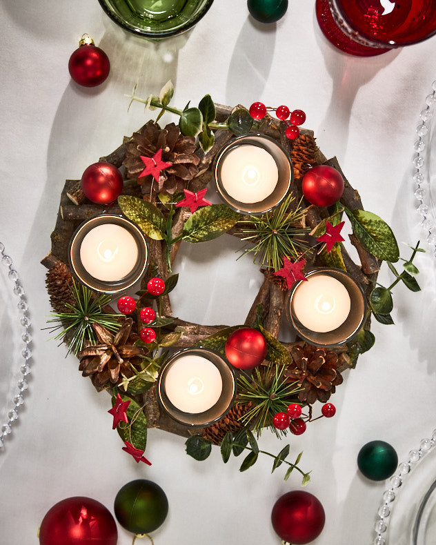 Red Bauble Tealight Centrepiece 23cm