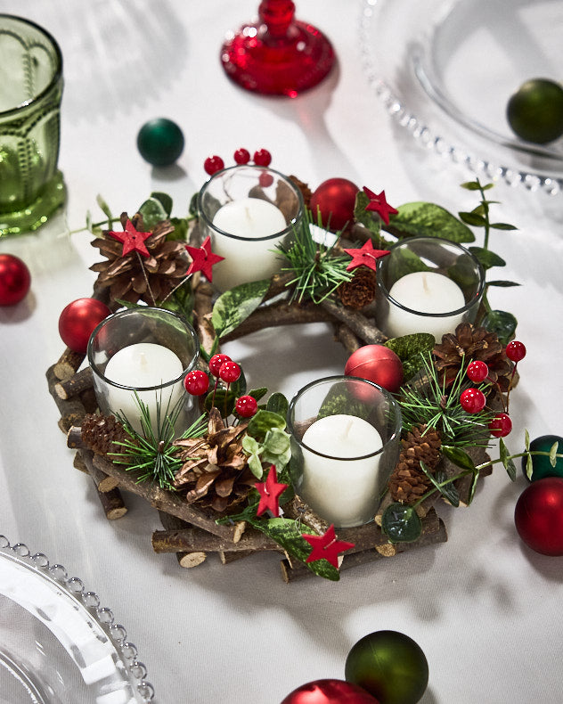 Red Bauble Tealight Centrepiece 23cm