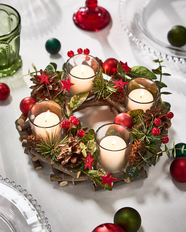 Red Bauble Tealight Centrepiece 23cm