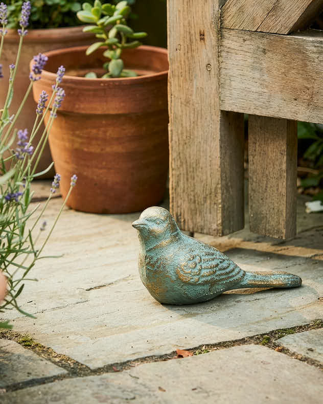 Grey &amp; Gold Recycled Iron Door Stops - Vintage Style Cast Iron Bird Doorstop