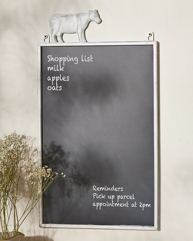 Cream &amp; Black Recycled Iron Chalkboard - Farmhouse Cow Blackboard