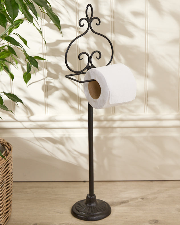 Ornate Cast Iron Standing Toilet Roll Holder