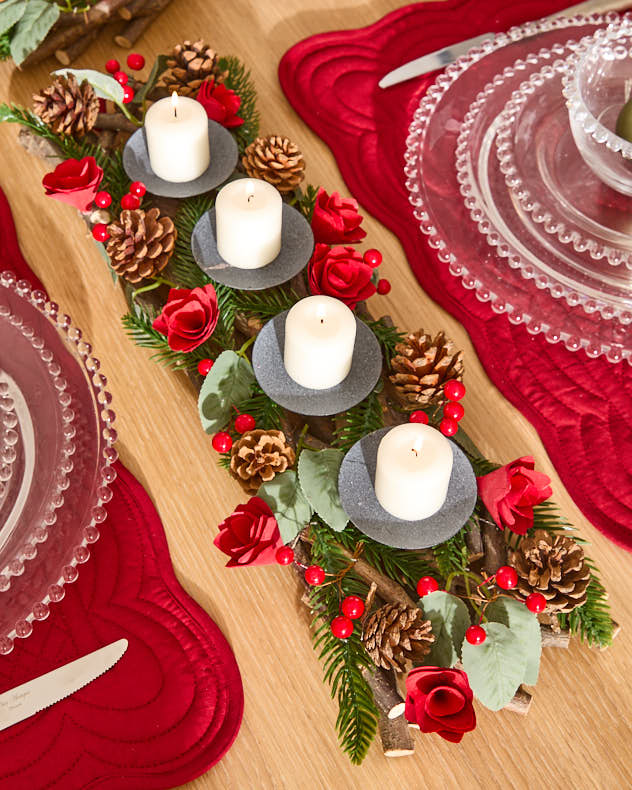 Candle Holders Tealight Wreath - Christmas Rose Candle Holder Collection