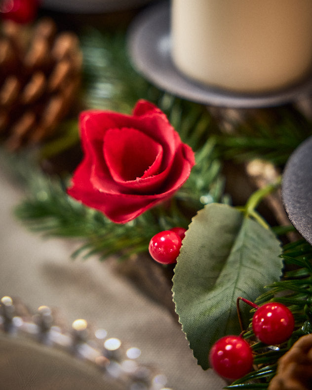 Bougeoir de Noël à motif floral forestier