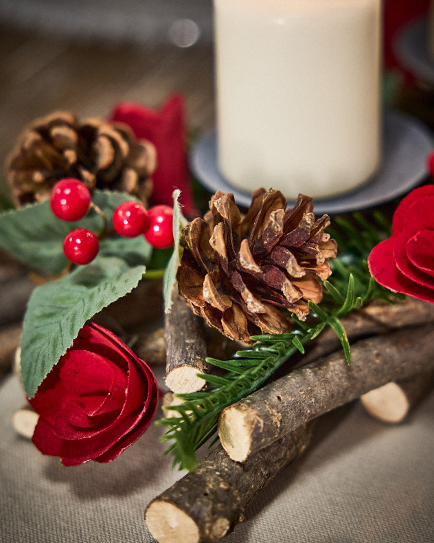 Christmas Rose Pillar Candle Holder