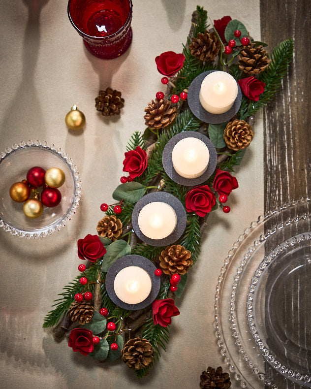 Christmas Rose Pillar Candle Holder