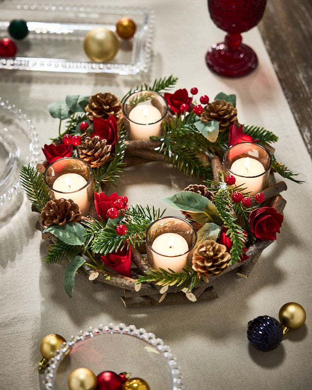 Christmas Rose 4 Tealight Centrepiece