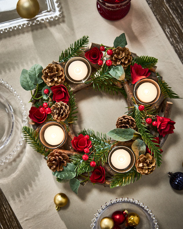 Christmas Rose 4 Tealight Centrepiece