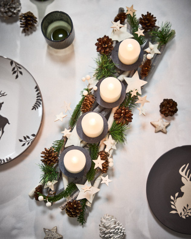 Winter Pinecone Forest Candlestick Holder