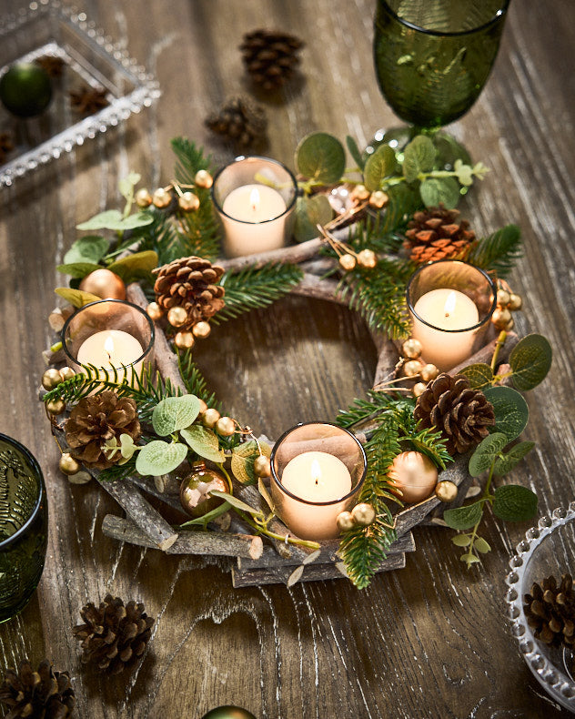 Candle Holders - Eucalyptus Round Candle Holder Centrepiece