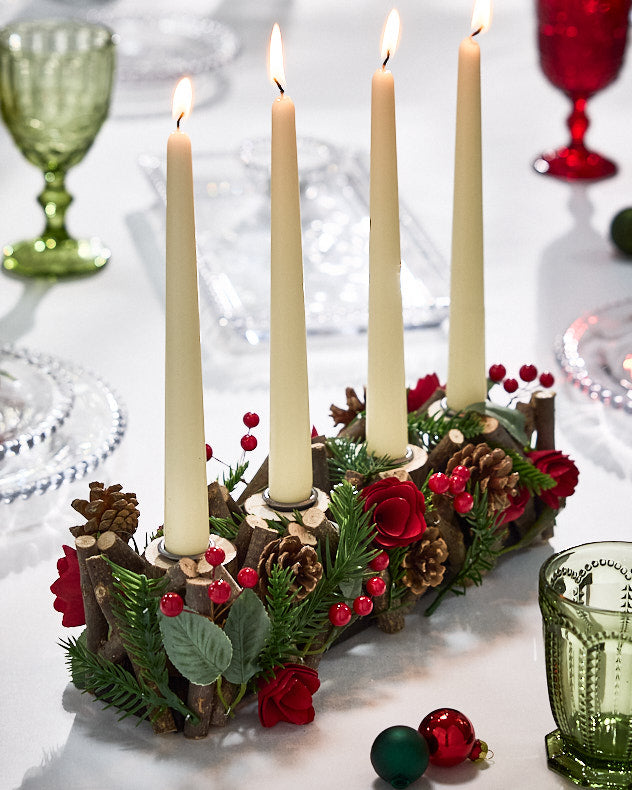 Christmas Roses Four Dinner Candle Holder