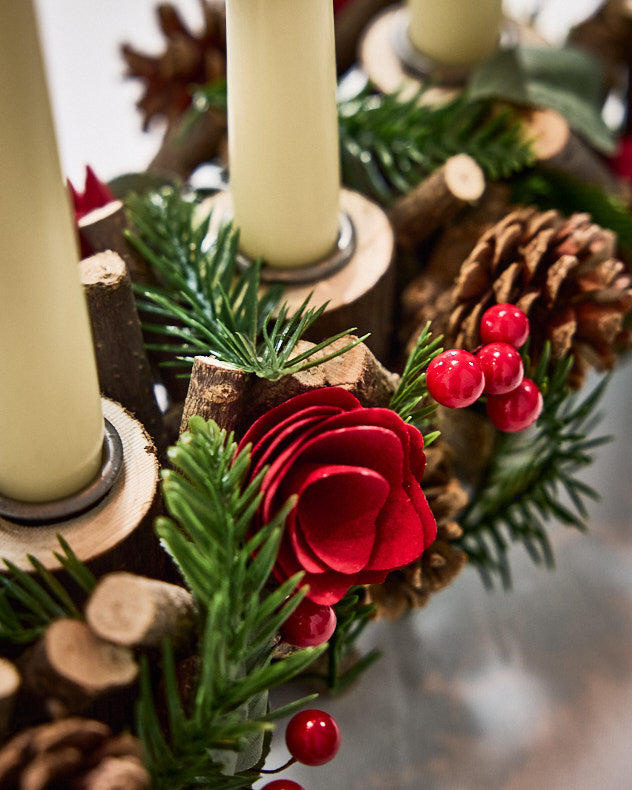 Candle Holders - Christmas Roses Four Dinner Candle Holder