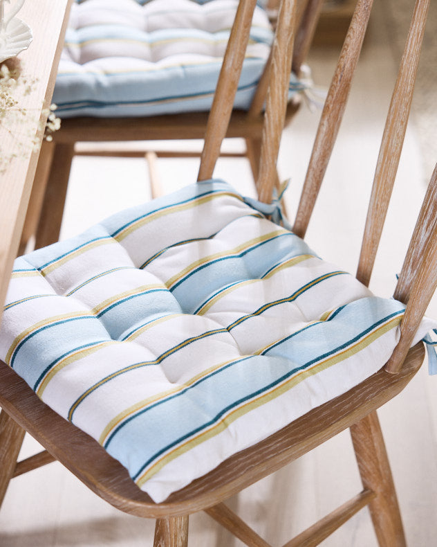 Set of 2 Heybrook Striped Seat Pads with Ties