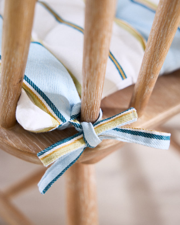 Set of 2 Heybrook Striped Seat Pads with Ties