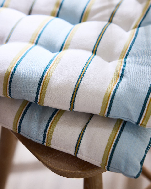 Set of 2 Heybrook Striped Seat Pads with Ties