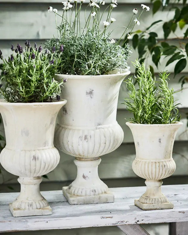 Granada White Urn Planters