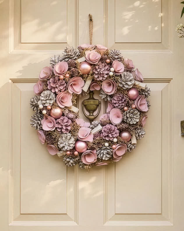 Wreaths - Pink Roses Wreath 38cm