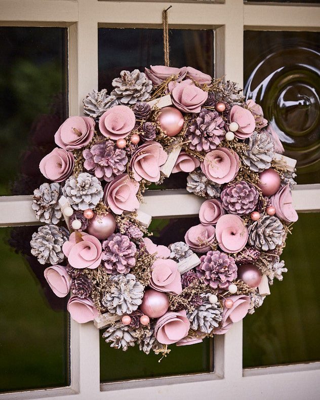 Pink Roses Wreath 38cm