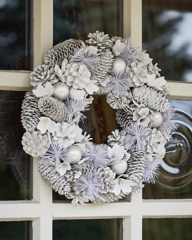 White Frosted Wreath 35cm