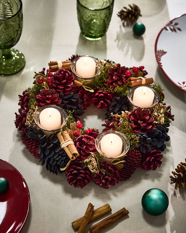 Candle Holders Wreath Candle Holder - Cinnamon Pine Candle Holders