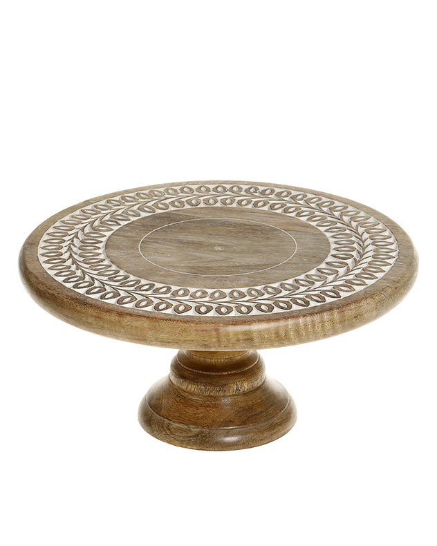 Ordino Carved Wooden Cake Stand
