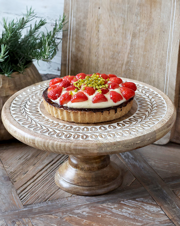 Ordino Carved Wooden Cake Stand