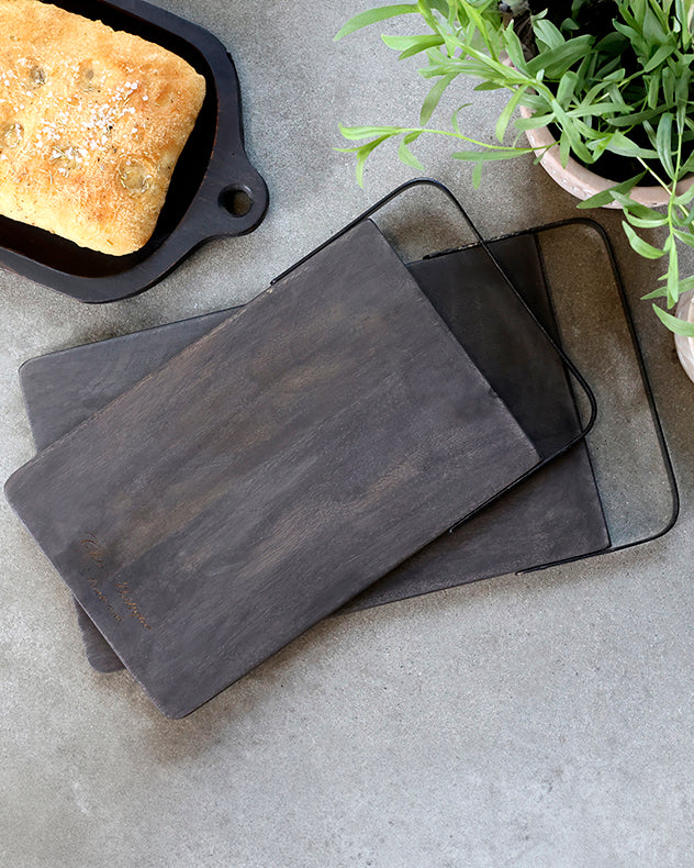 Mango Wood Serving Board with Iron Handle