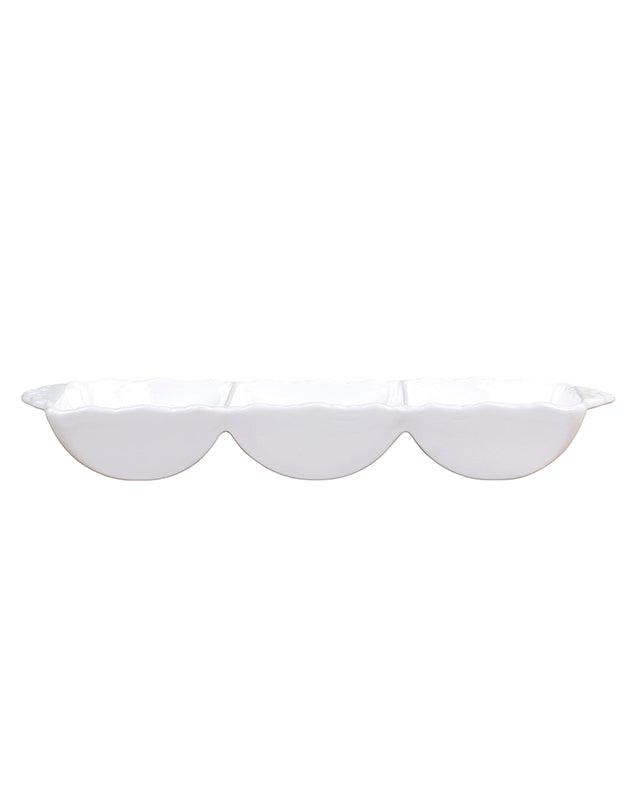 Portella White Triple Serving Tray