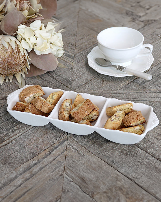 Portella White Triple Serving Tray