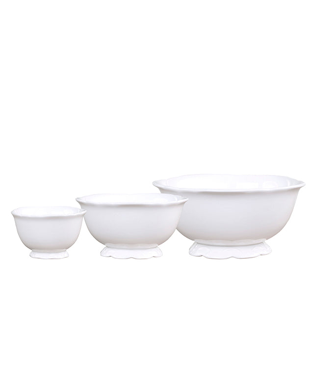 Set of 3 Portella White Serving Bowls