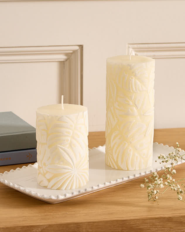 Monstera Leaf Pillar Candle