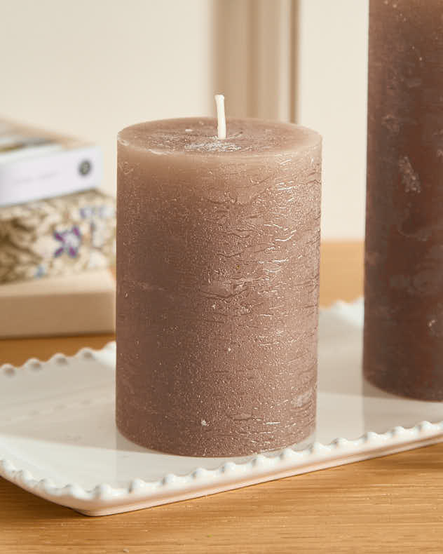 Rustic Grey Pillar Candle