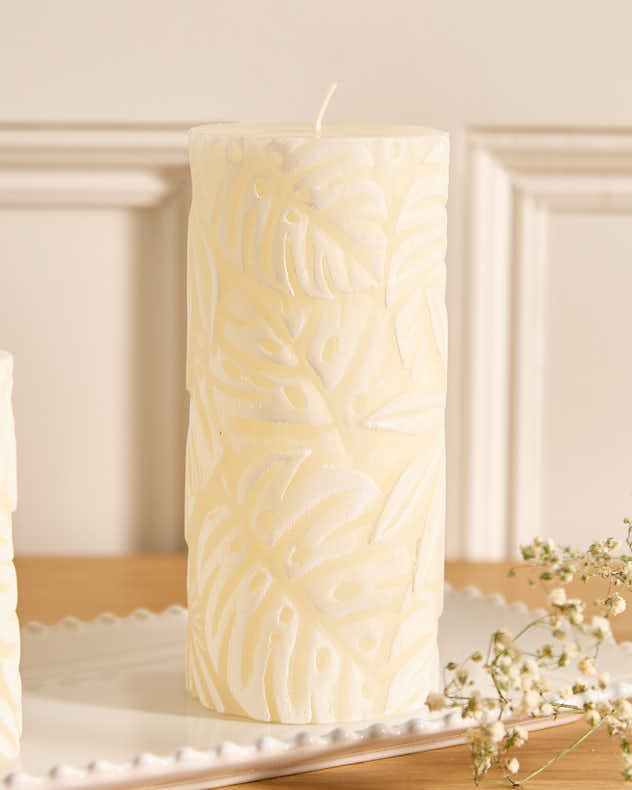 Monstera Leaf Pillar Candle