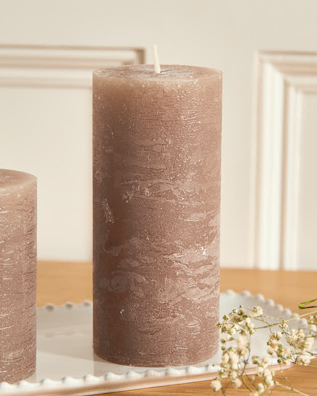 Rustic Grey Pillar Candle