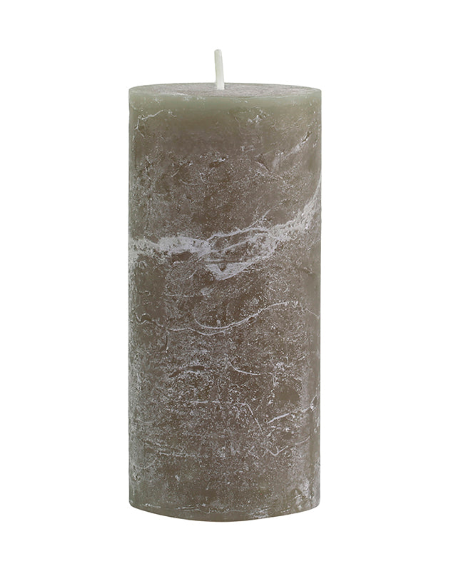 Olive Rustic Pillar Candle 15cm