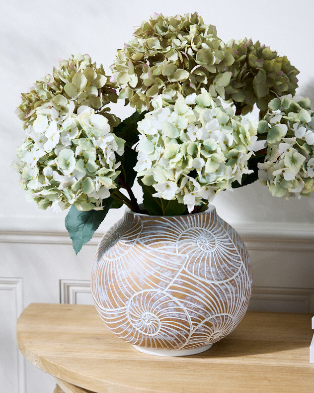 Brown & White Resin Vases - Oskola Round Shell Vase