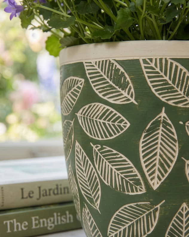 Pots & Planters - Basoa Green Leaf Patterned Planters