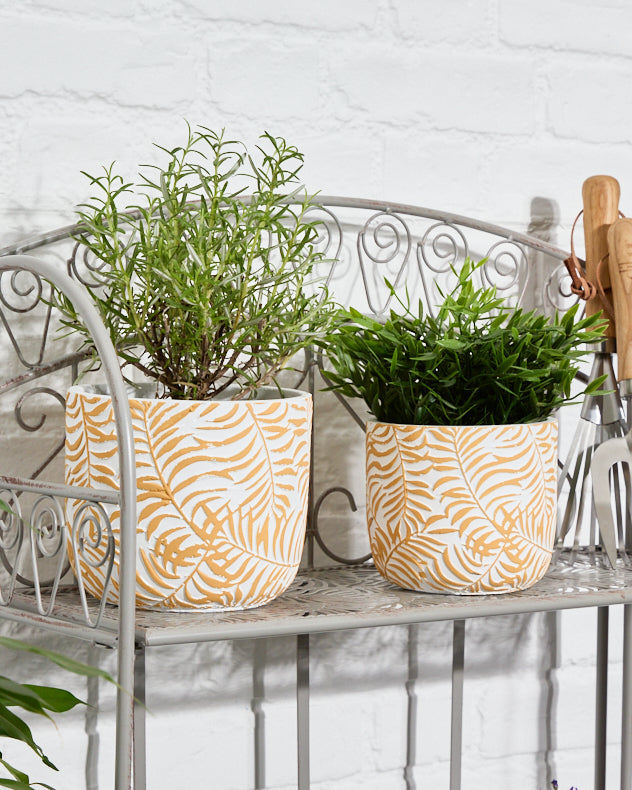 Pots &amp; Planters - Selva Yellow Leaf Print Planters