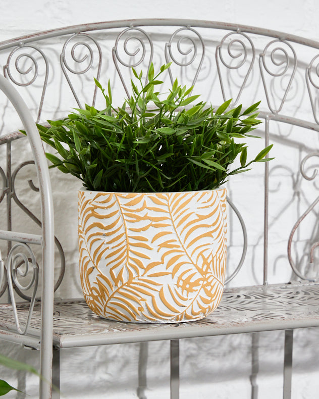 Pots &amp; Planters - Selva Yellow Leaf Print Planters