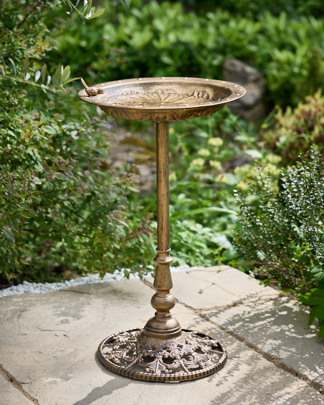Bronze Metal Bird Feeders - Linas Vintage Standing Bird Dish