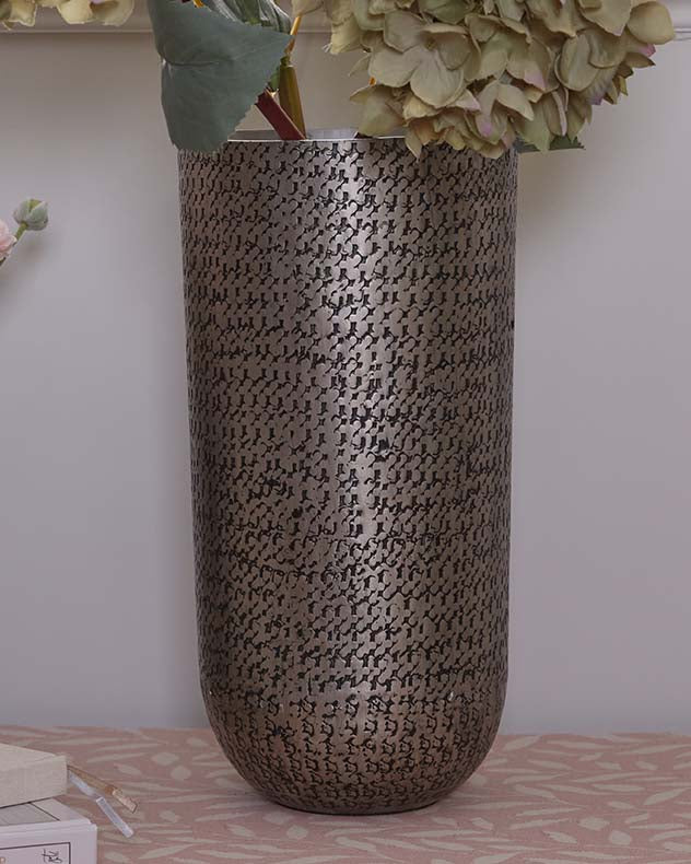 Zaio Tall Hammered Metal Vase